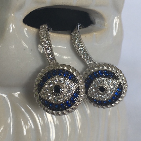 NWT!  Sterling silver evil eye earrings - Picture 3 of 7